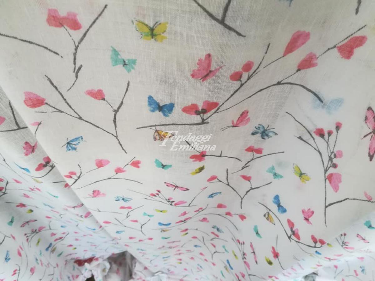 Il numero 1 del risparmio-TENDA FINESTRA NANCY 2 PEZZI DECORAZIONE FARFALLE  100% POLIESTERE 45 X 150 CM